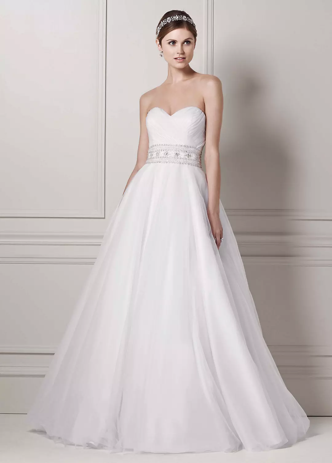 Petite Strapless Tulle Ball Gown with Beaded Belt Image