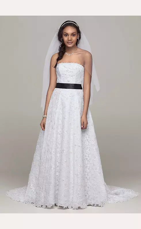 A-line All Over Beaded Corded Lace Wedding Dress Image 1