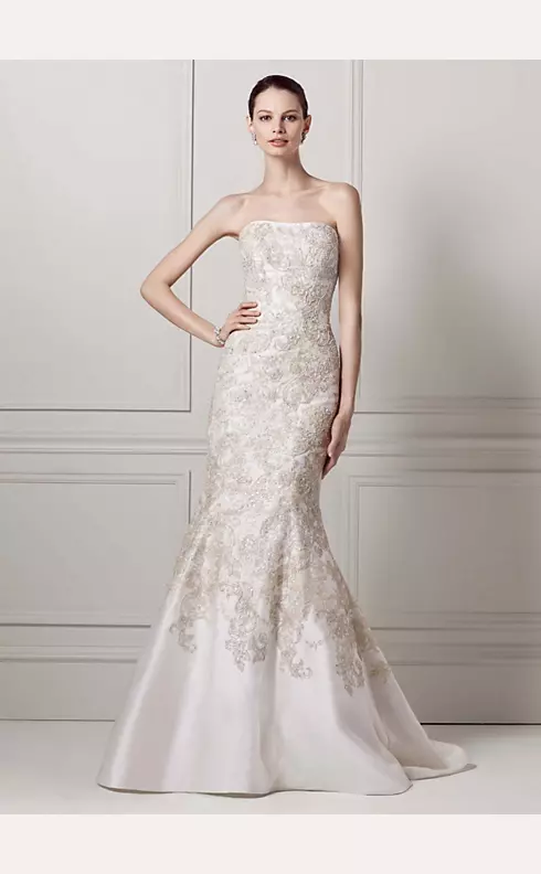 Oleg Cassini Mikado Wedding Dress with Lace  Image 1