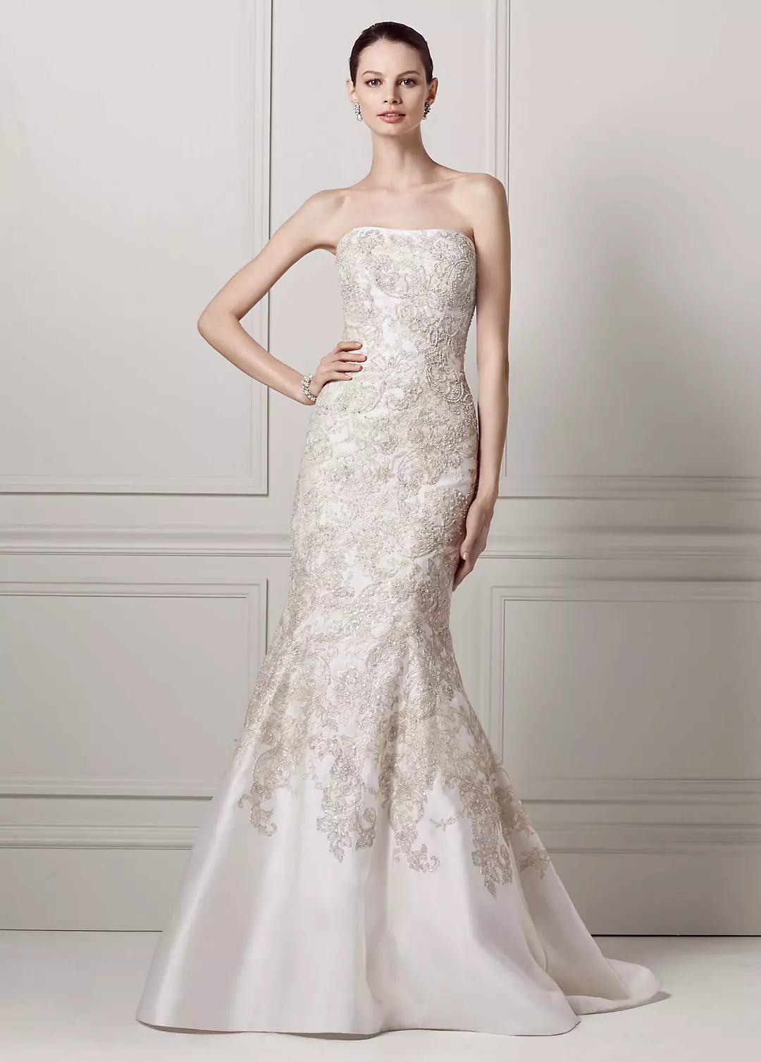 Oleg Cassini Mikado Wedding Dress with Lace  Image