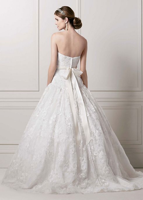 Strapless Ball Gown with All Over Lace Appliques Image 2
