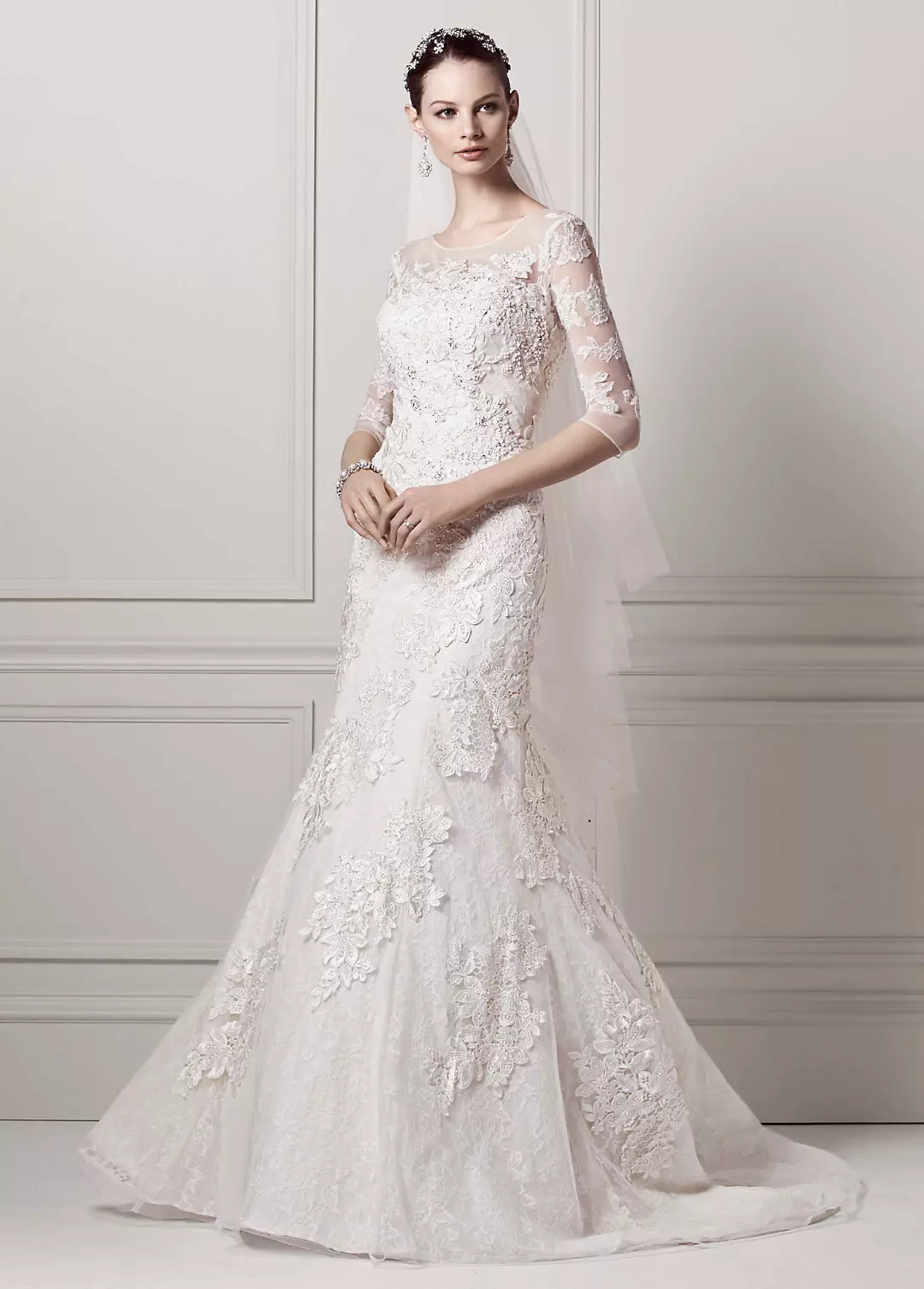3/4 Sleeve Lace Trumpet Gown Image