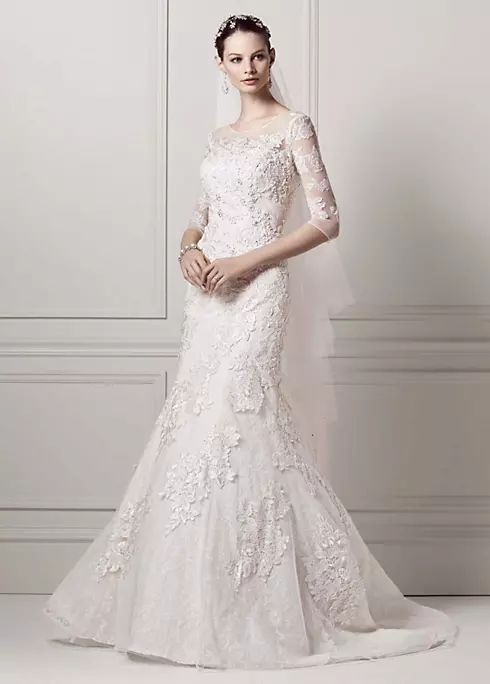3/4 Sleeve Lace Trumpet Gown Image 1