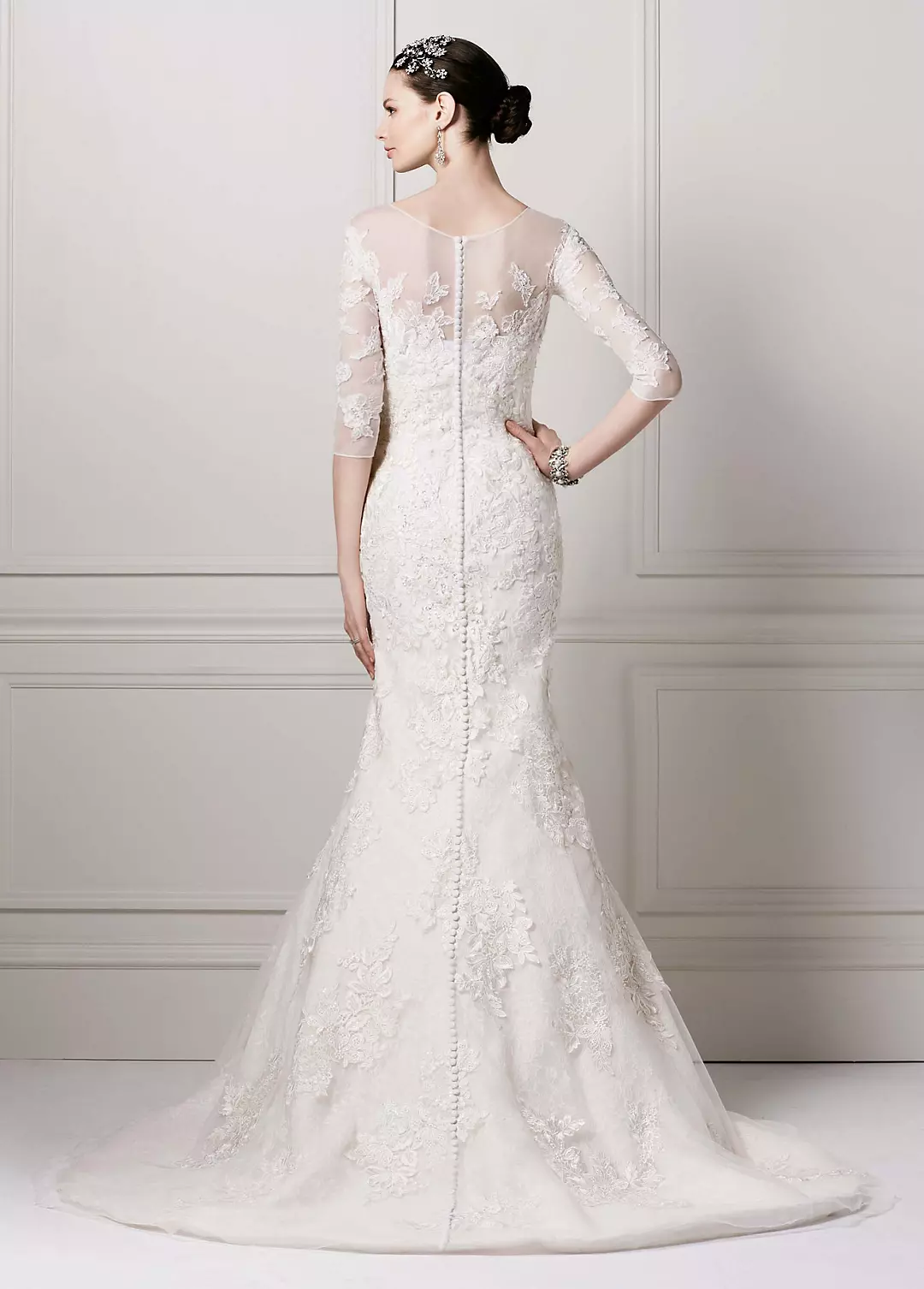 3/4 Sleeve Lace Trumpet Gown Image 2