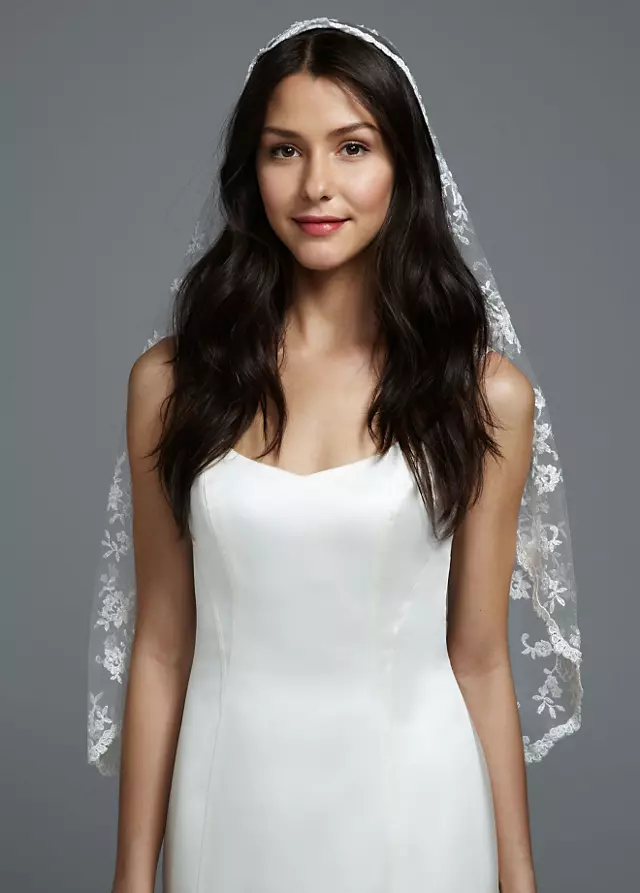 One Tier All Over Lace Mantilla Veil Image