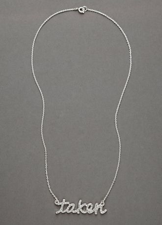 Silver Pave Script Taken Necklace | David's Bridal