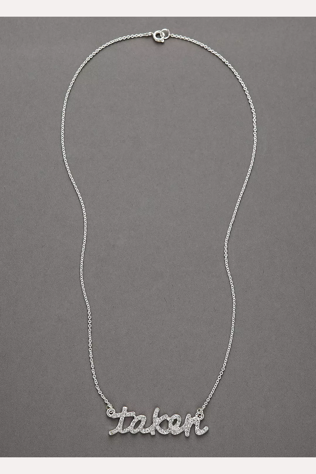 Silver Pave Script Taken Necklace Image