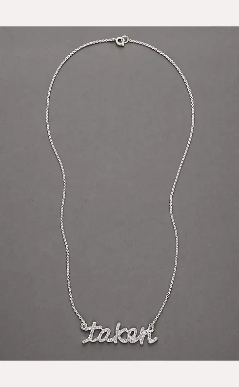 Silver Pave Script Taken Necklace Image 1