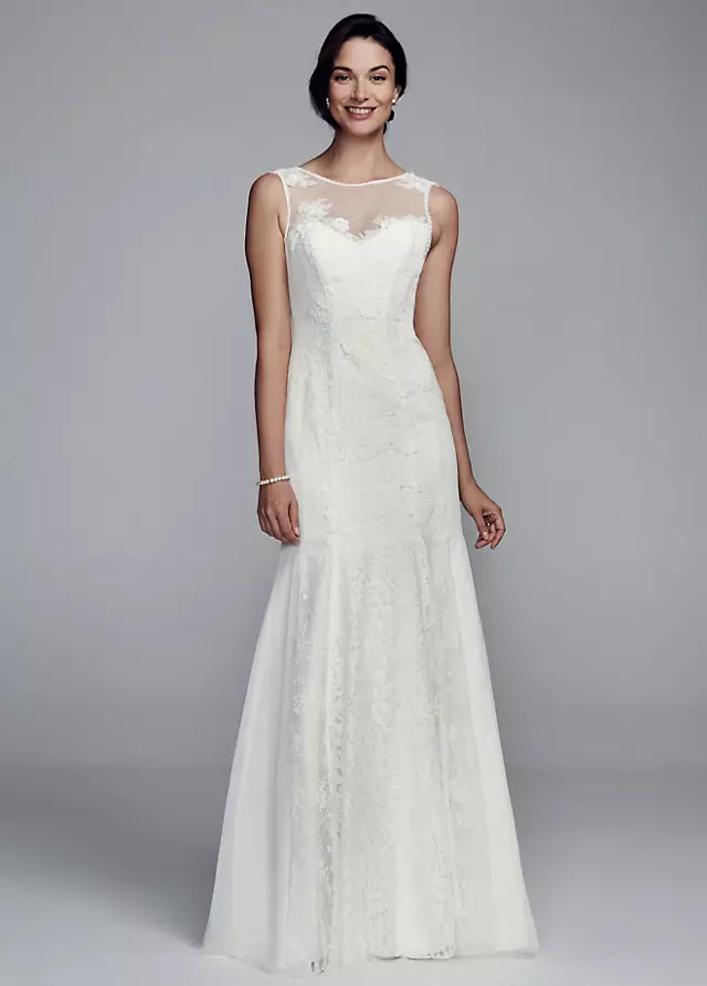 Lace Trumpet Gown with Illusion Neckline Image
