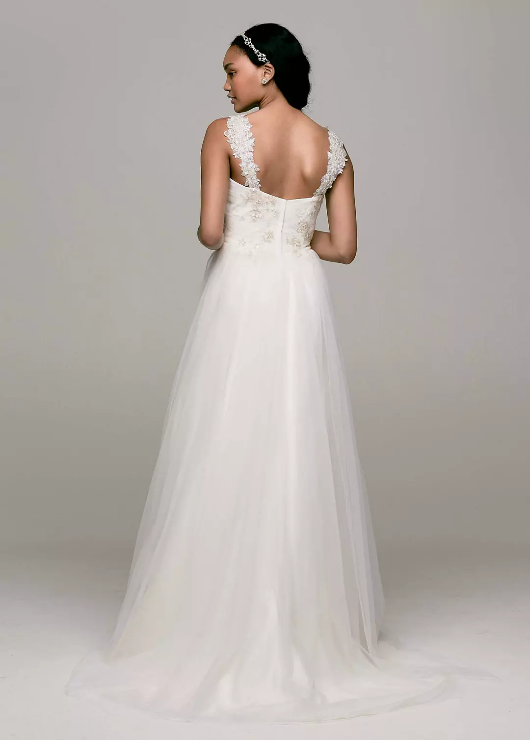 Tank Tulle A-Line Wedding Dress with Lace Details Image 2
