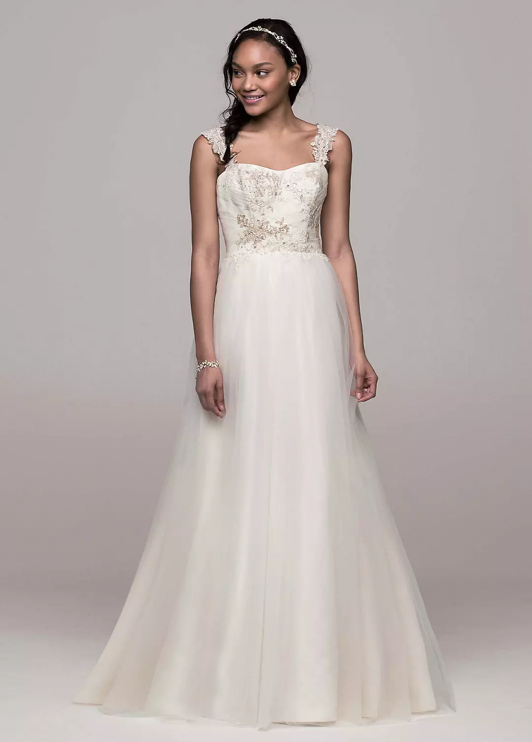 Tank Tulle A-Line Wedding Dress with Lace Details Image