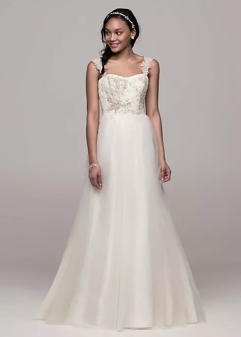 Tank Tulle A-Line Wedding Dress with Lace Details Image 1
