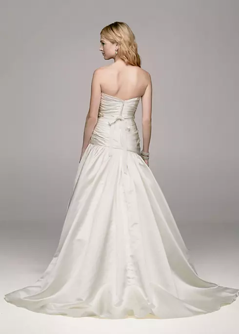 Strapless Satin A Line Gown with Ruched Bodice Image 2