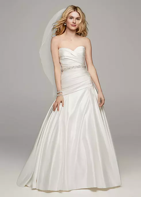 Strapless Satin A Line Gown with Ruched Bodice Image 1