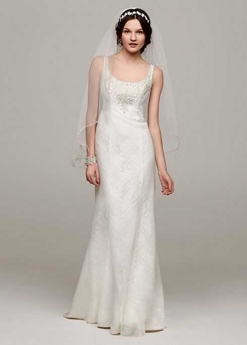 Petite All Over Lace Tank Gown with Illusion Back Image