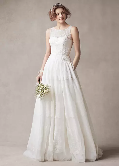 Melissa Sweet Sleeveless Wedding Dress with Tulle Image 1