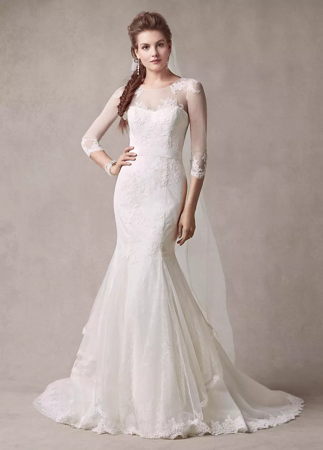 As-Is Wedding Dress with Illusion Sleeves  Image