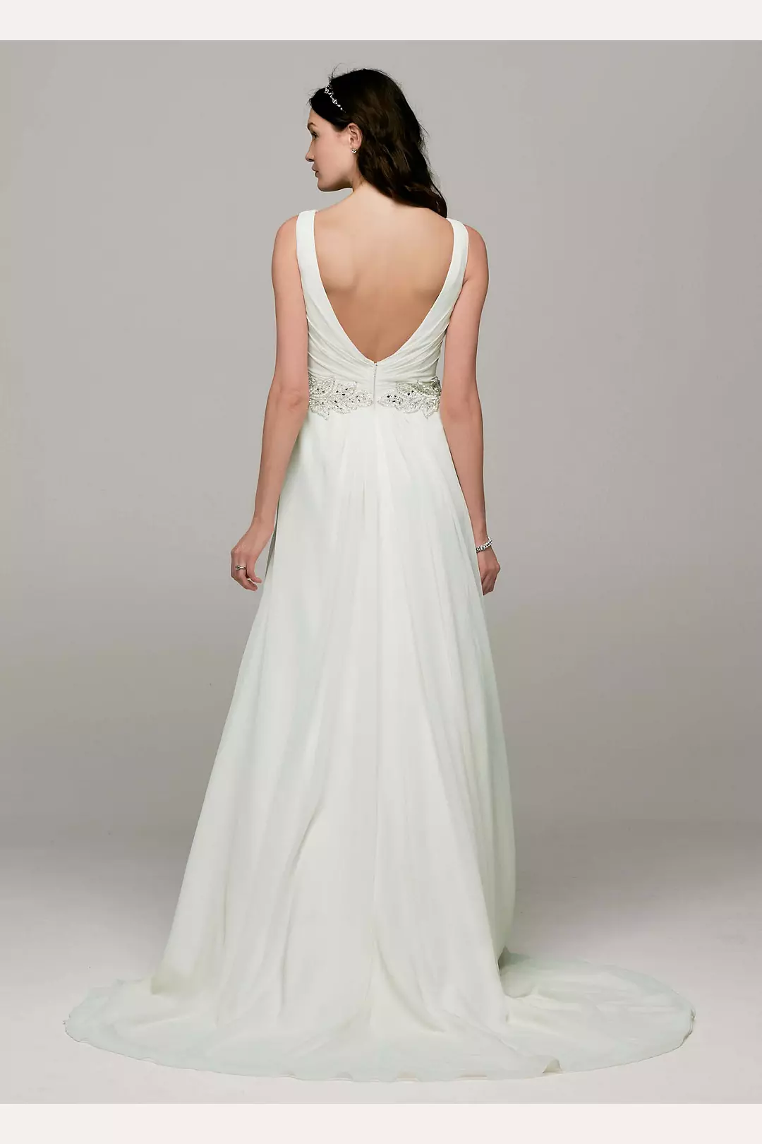 Chiffon A Line Gown with Beaded Waist Image 2