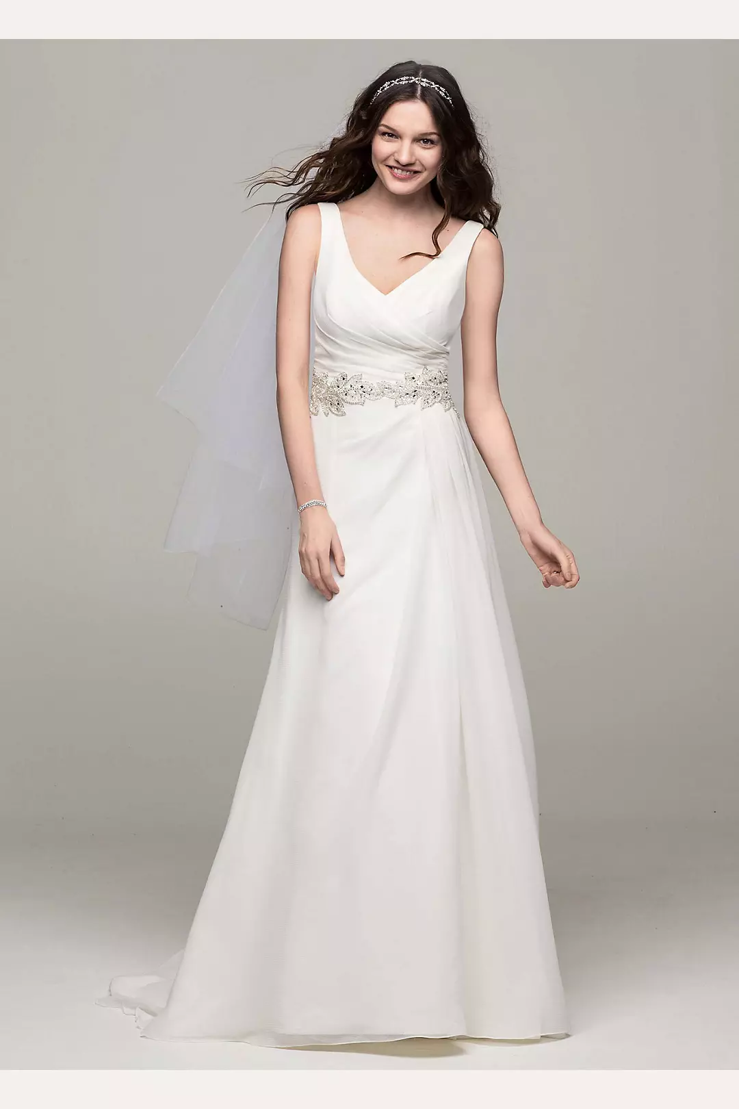 Chiffon A Line Gown with Beaded Waist Image