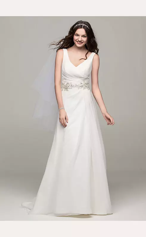 Chiffon A Line Gown with Beaded Waist Image 1