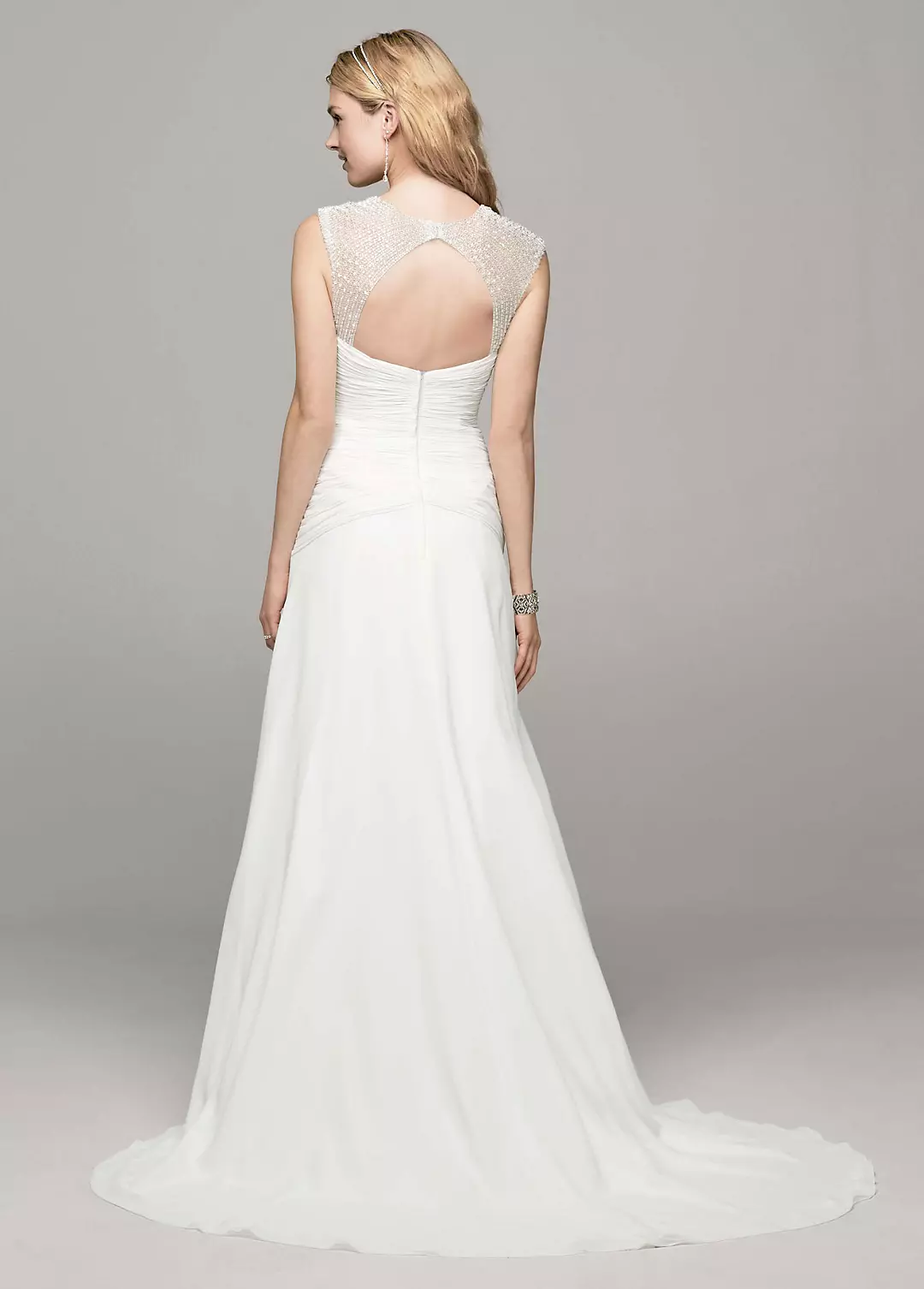 A-Line Wedding Dress with Beaded Cap Sleeve Detail Image 2