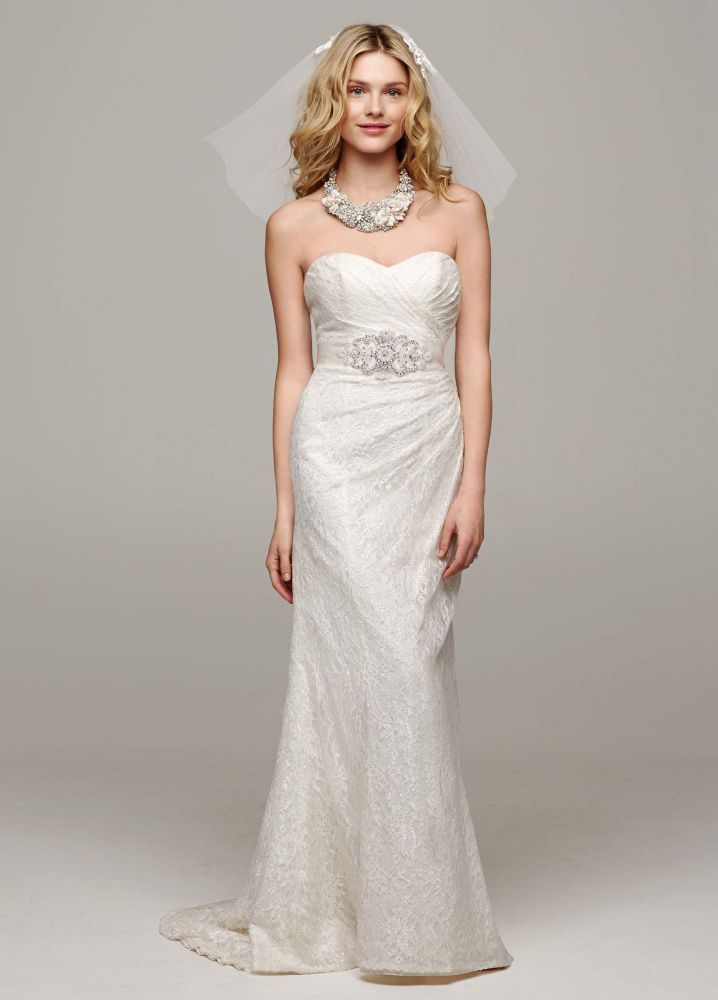 David's Bridal Sweetheart Strapless Lace Wedding Dress | eBay