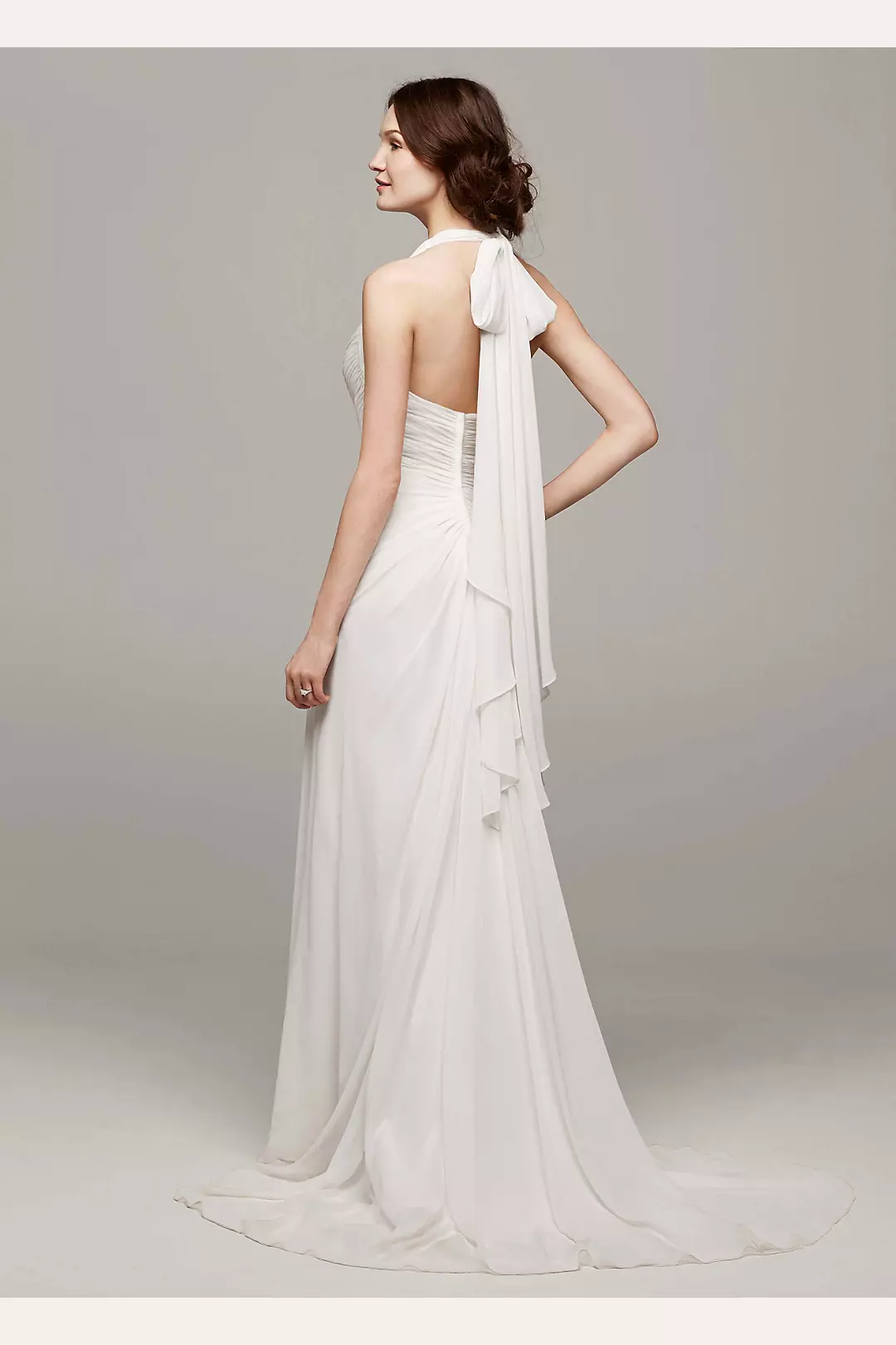Chiffon Halter Wedding Dress with High Slit Image 2