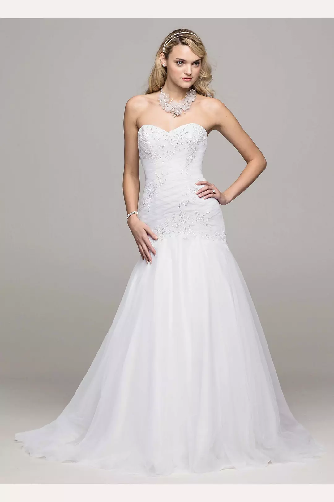 F211013 Beaded Sweetheart Neckline & Embroidered Lace Wedding Dress