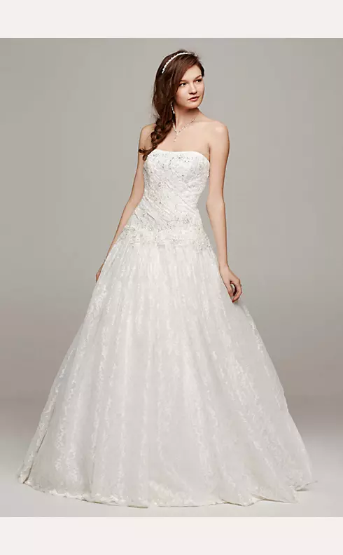 Strapless All Over Beaded Lace Wedding Dress Image 1