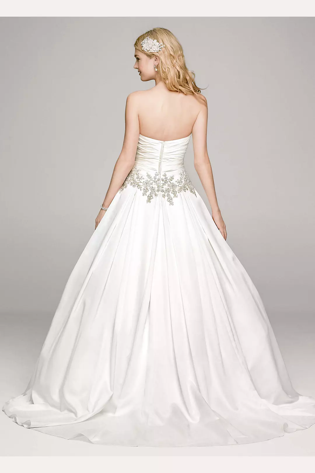 Strapless Satin Ball Gown with Beaded Accents Image 2