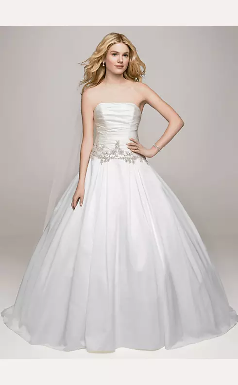 Strapless Satin Wedding Dress with Beaded Accents Image 1