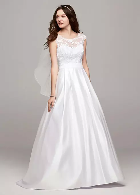 Cap Sleeve A Line Gown with Illusion Neckline Image 1