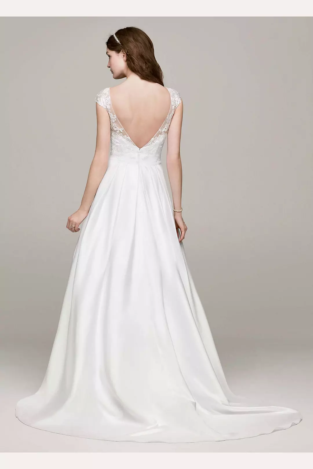Cap Sleeve Wedding Dress with Illusion Neckline  Image 2