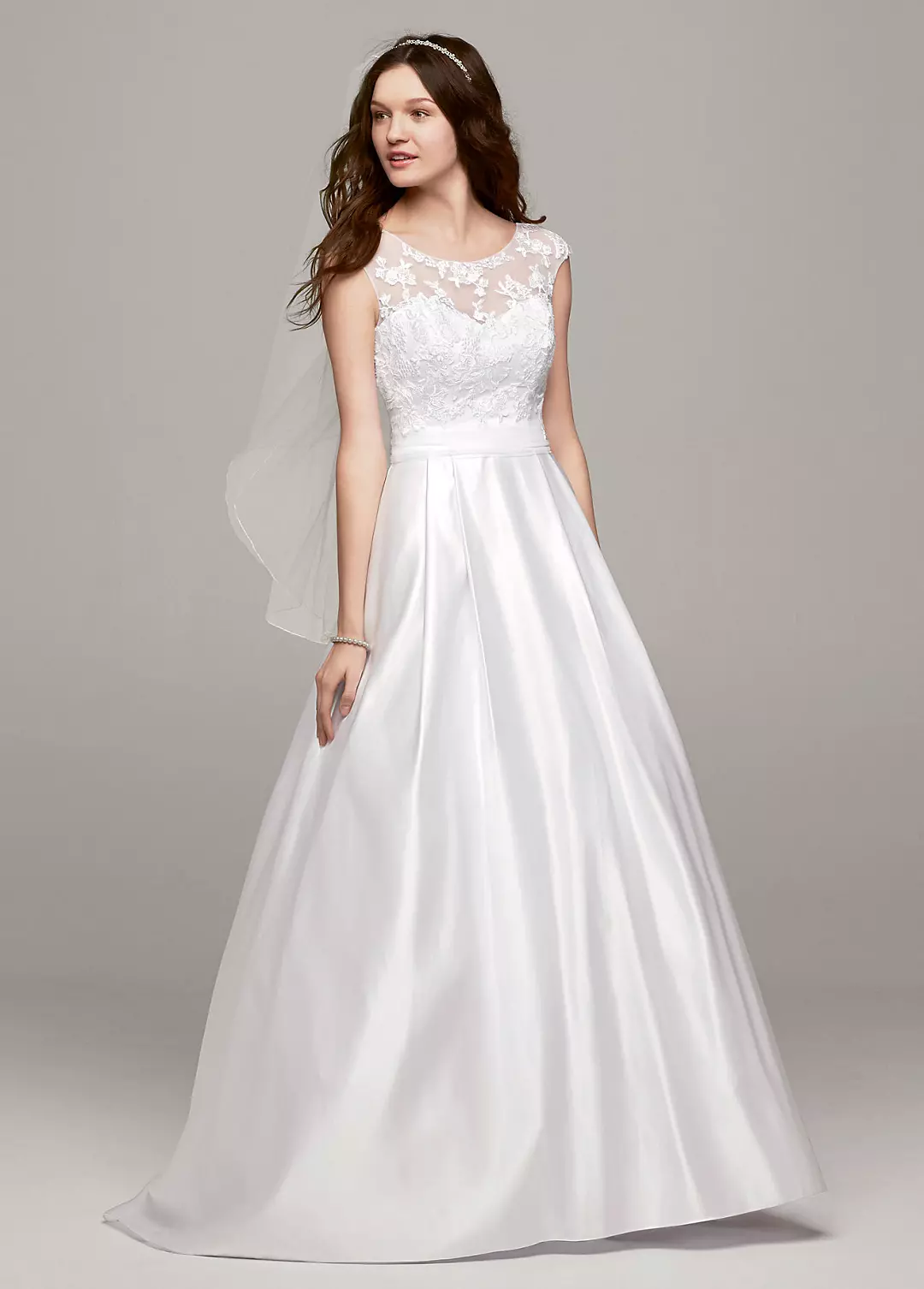 Cap Sleeve Wedding Dress with Illusion Neckline  Image