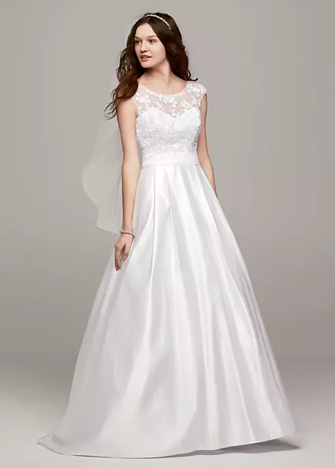 Cap Sleeve Wedding Dress with Illusion Neckline  Image 1