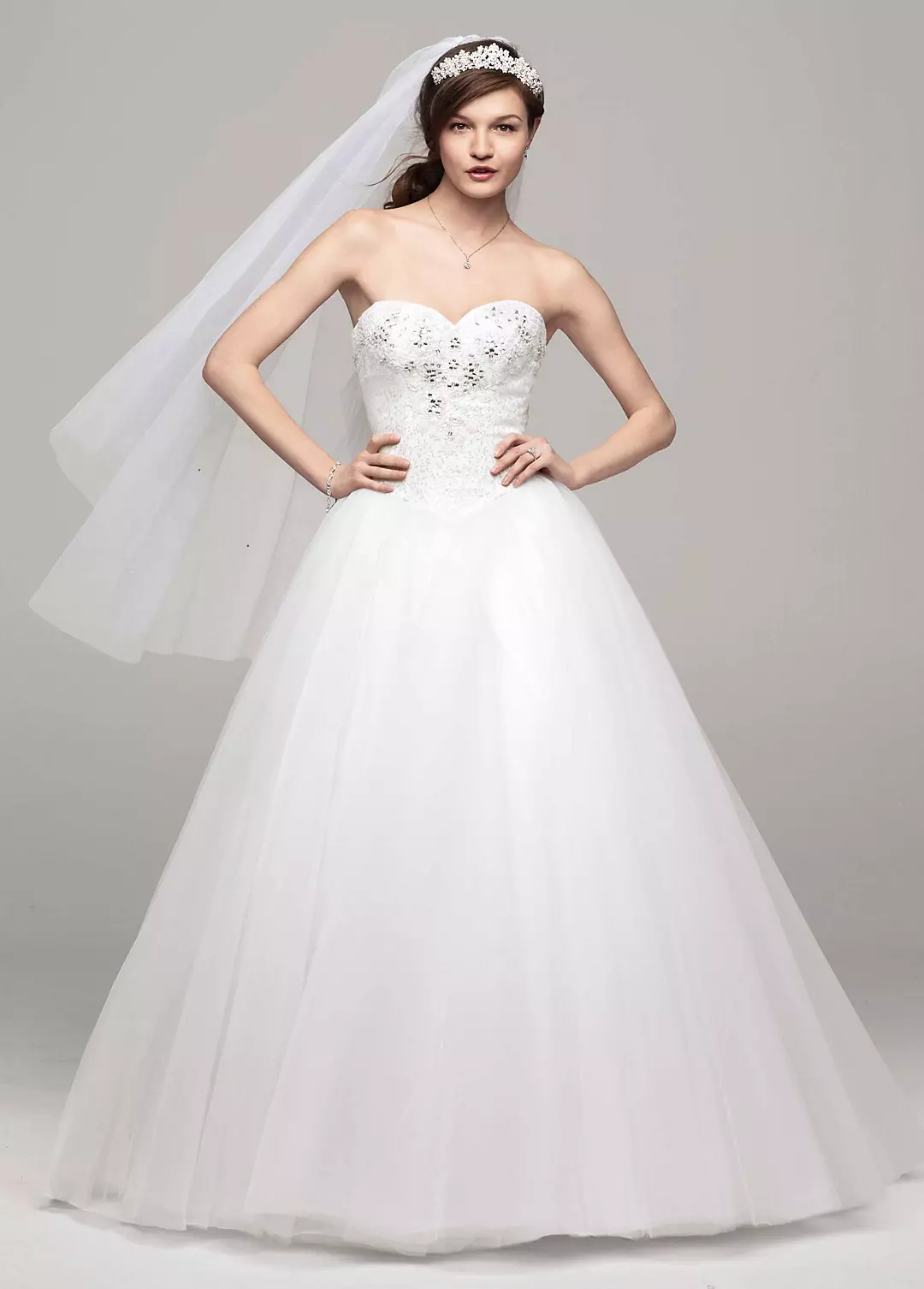 Strapless Tulle Ball Gown with Beaded Bodice Image