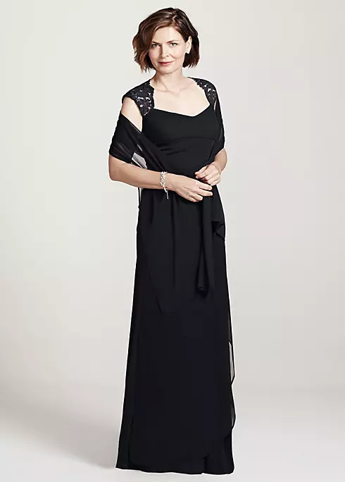 Long Jersey Dress with Matching Shawl Image 1
