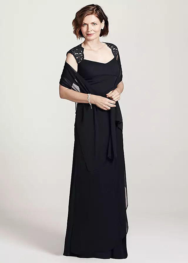 Long Jersey Dress with Matching Shawl Image