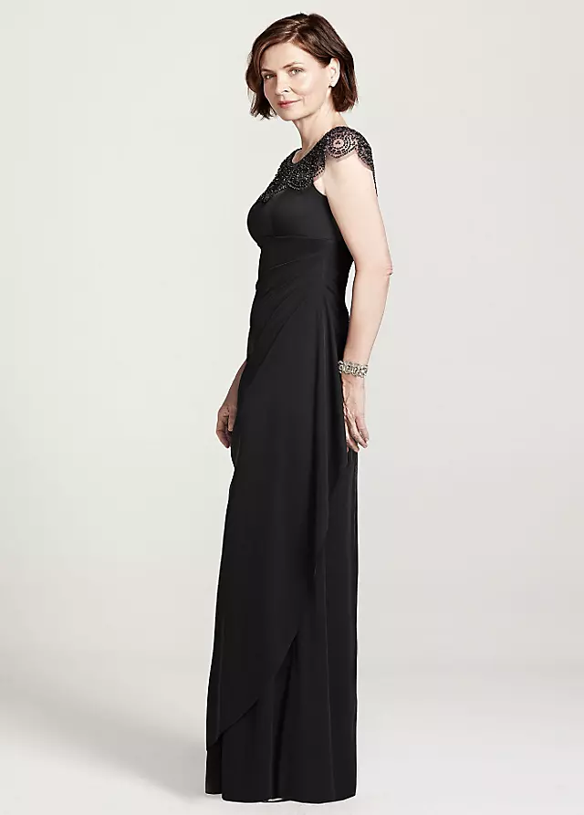 Long Jersey Dress with Matching Shawl Image 4