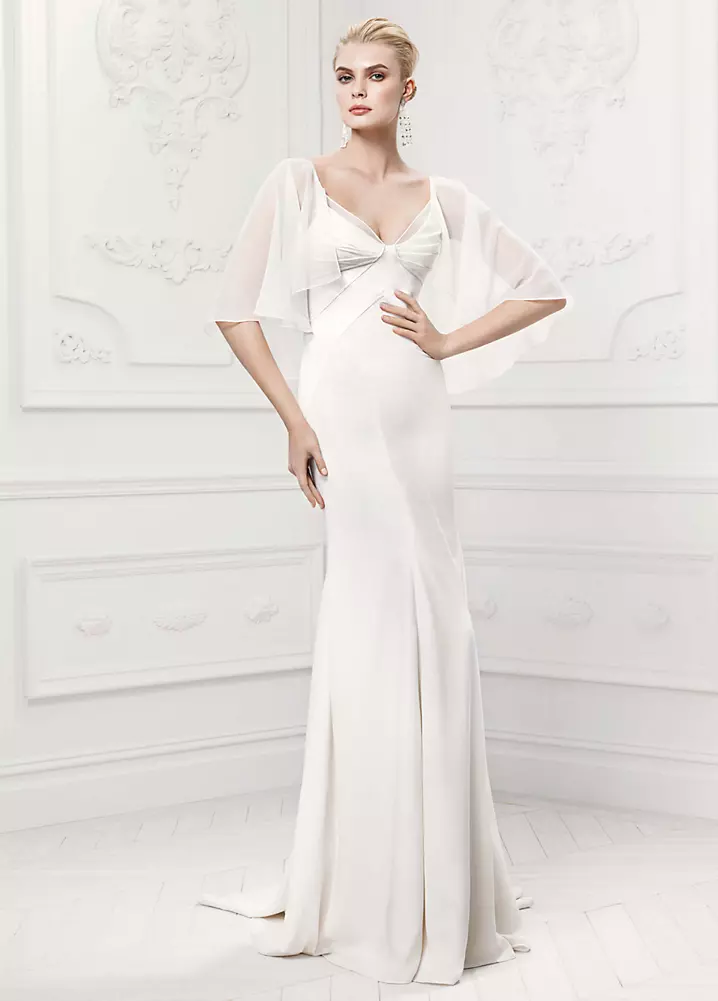 Truly Zac Posen Satin Wedding Dress with Capelet