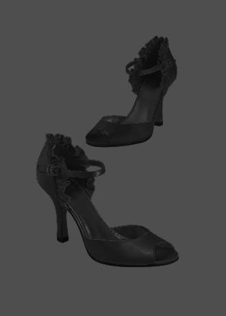 Satin Ruffle Peep Toe d'Orsay High Heel with Ankle Strap Image