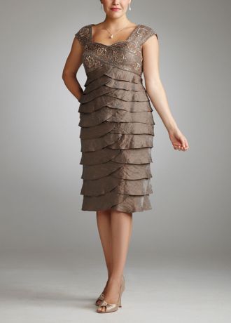 Short Shimmer Dress with Tiered Skirt and Beading Image