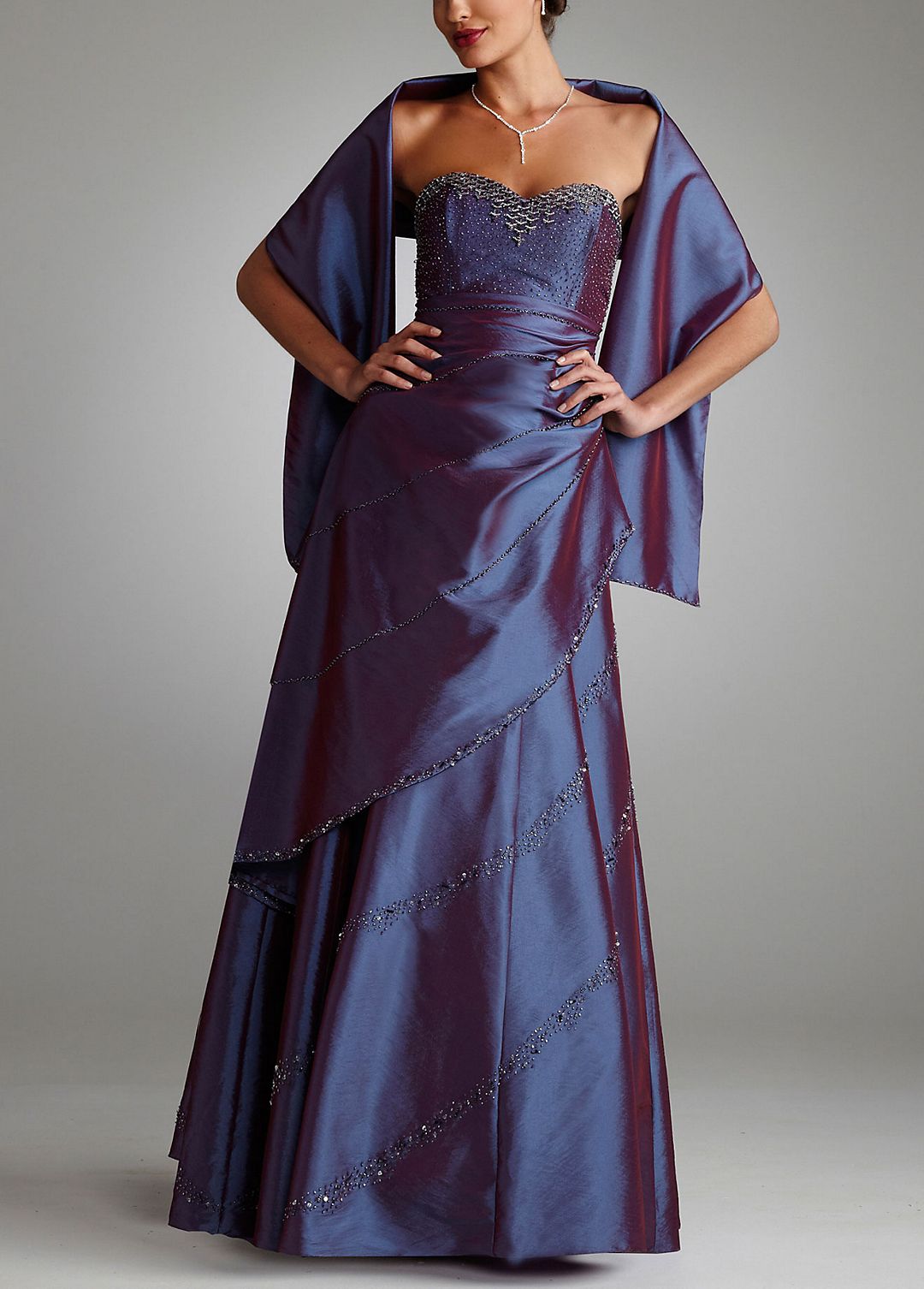 Iridescent Taffeta Ball Gown with Beaded Bust Image