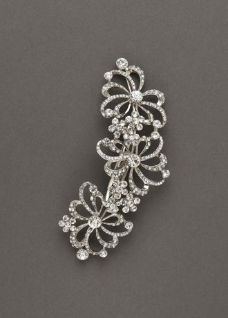 Rhodium Floral Comb with Crystals Image