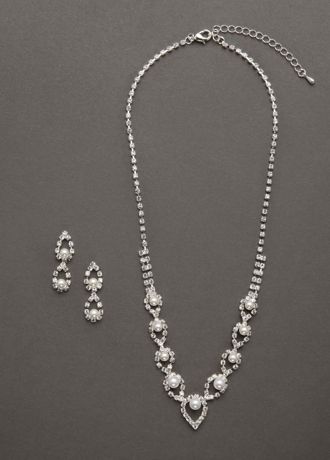 Pearl Graduated Teardrop Necklace and Earring Set Image