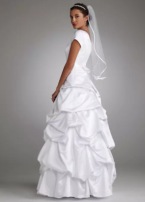 Short Sleeve Wedding Dress with Pick Up Skirt Image 2