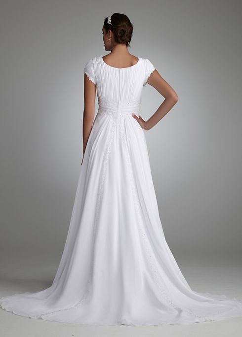 As-Is Short Sleeve Chiffon Wedding Dress Image 2