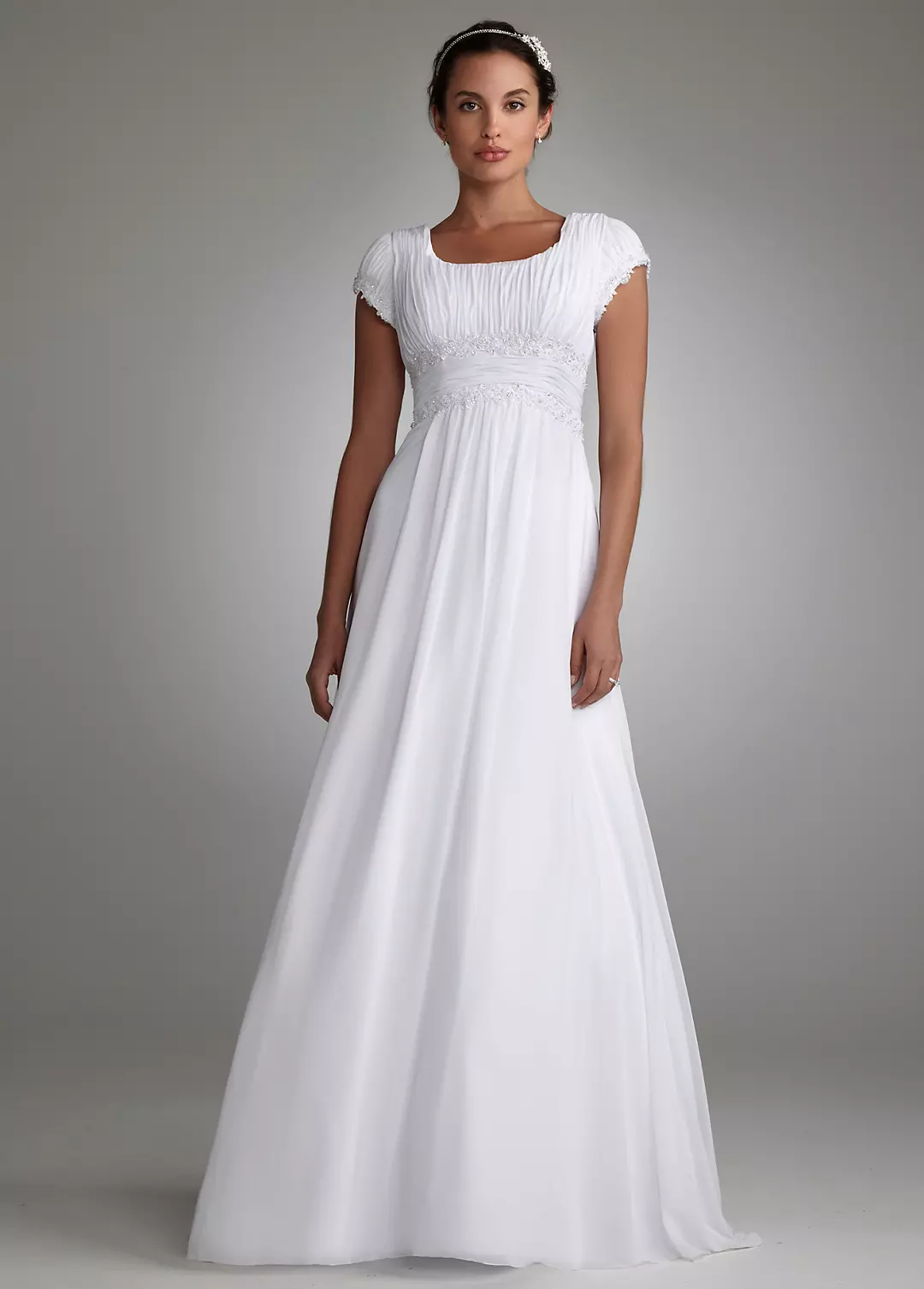 As-Is Short Sleeve Chiffon Wedding Dress Image