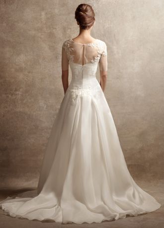 White by Vera Wang Satin Organza Wedding Dress | David's Bridal