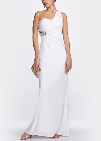 One Shoulder Gown with Beaded Back Detail Image